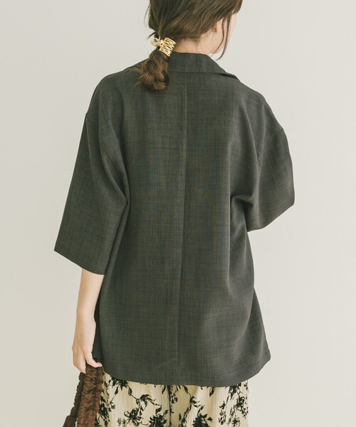 ITEMS URBANRESEARCH（アイテムズ アーバンリサーチ）の「リネンライクハーフスリーブジャケット（テーラードジャケット・レディース・BRN/BEG/CHA・FREE）」の7枚目の写真