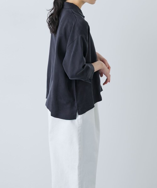 かぐれ（カグレ）の「キュプラオープンカラーシャツ（シャツ/ブラウス・レディース・NAVY/BLACK・Free）」の17枚目の写真