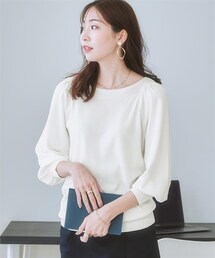 nissen | 【ひんやり接触冷感】ボートネックパフスリーブニット（ＵＶカット・毛玉防止）(ニット/セーター)