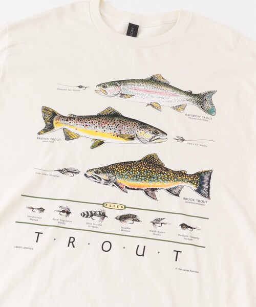 URBAN RESEARCH DOORS(アーバンリサーチドアーズ)の「LIBERTY GRAPHICS Trout & Flies(Tシャツ/カットソー・メンズ・NATURAL・L/XL)」の7枚目の写真