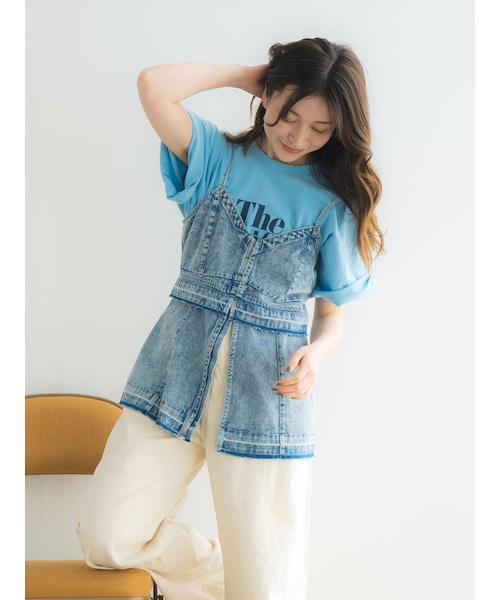 デニム キャミトップ キレイめ かわいい デニム キャミソール