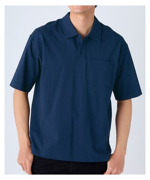 nissen（ニッセン）の「オーバーサイズカットソーポロシャツ（ポロシャツ・メンズ・アイボリー/カーキ/ネイビー/黒・M/L/LL/3L/4L/5L/6L/8L/10L）」の4枚目の写真