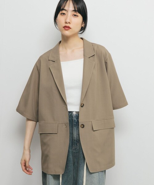 KBF（ケイビーエフ）の「ハーフスリーブルーズジャケット（テーラードジャケット・レディース・CHARCOAL/MOCHA・one）」の17枚目の写真
