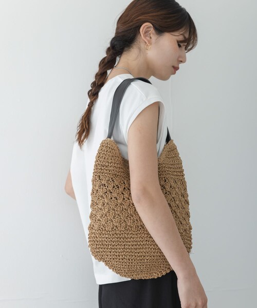 URBAN RESEARCH Sonny Label（アーバンリサーチサニーレーベル）の「ワンショルダーカゴバッグ（かごバッグ・レディース・ブラウン/ブラック・One）」の4枚目の写真