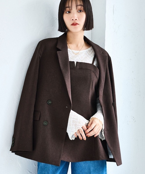 VIS(ビス)の「【美easy】ウーリッシュチュニック丈ビスチェ【セットアップ対応/洗える】(キャミソール・レディース・ブラック/グレー/ダークブラウン/ベージュ系・F)」の9枚目の写真