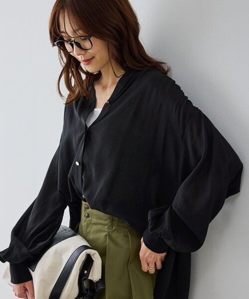 ROPE' PICNIC(ロペピクニック)の「布帛シアーカーディガンブラウス(シャツ/ブラウス・レディース・ブラック/キナリ/ベージュ・F)」の13枚目の写真