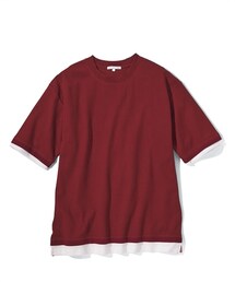 nissen | 吸汗速乾オーバーサイズ重ね着風５分袖Tシャツ（UVカット加工）(Tシャツ/カットソー)