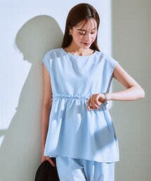 7days Life Styling | （接触冷感・防しわ・ＵＶカット）高機能サッカー生地ペプラムブラウス(シャツ/ブラウス)