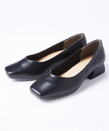 nissen | 【ゆったり幅広】スクエアトゥローヒールパンプス（低反発中敷）（ワイズ４Ｅ）(パンプス)