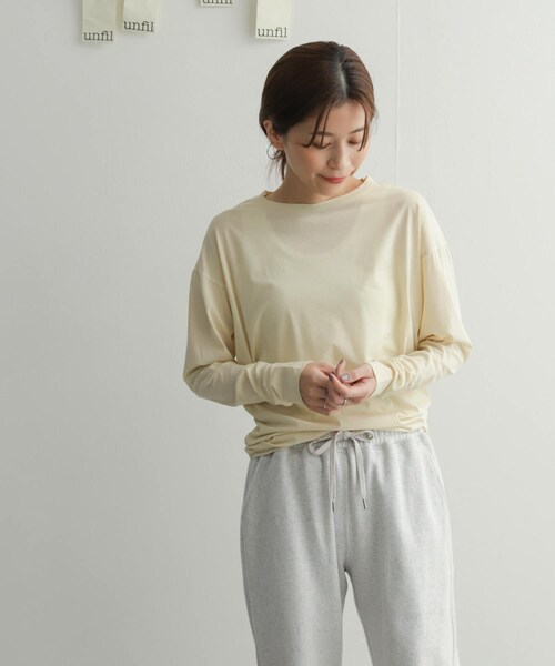 URBAN RESEARCH DOORS（アーバンリサーチドアーズ）の「『別注』unfil×DOORS　high twist cotton L/S t-shirts（Tシャツ/カットソー・レディース・別注l.blue/別注beige/別注orange・1）」の21枚目の写真