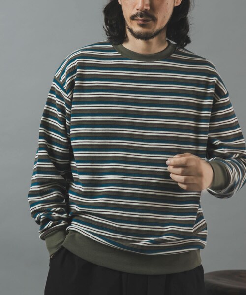 ITEMS URBANRESEARCH(アイテムズ アーバンリサーチ)の「ワッフルロングスリーブカットソー(Tシャツ/カットソー・メンズ・OLV STRIPE/BLACK/WHITE/NVY STRIPE・M/L)」の21枚目の写真