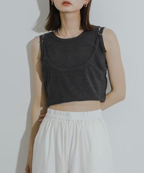SENSE OF PLACE by URBAN RESEARCH（センスオブプレイスバイアーバンリサーチ）の「マルチウェイガータータンクトップ（タンクトップ・レディース・L.GRAY/OFF WHITE/CHARCOAL・one）」の3枚目の写真