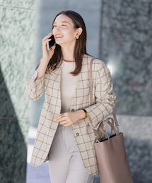 チェックノーカラージャケット