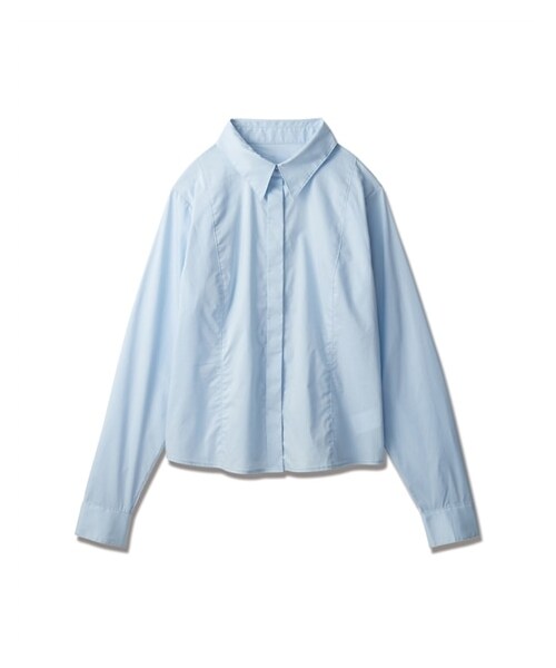 nissen（ニッセン）の「【TTOL】タイトシャツ（シャツ/ブラウス・レディース・ブルー/ホワイト・1=L相当/2=LL相当/3=3L相当）」の4枚目の写真