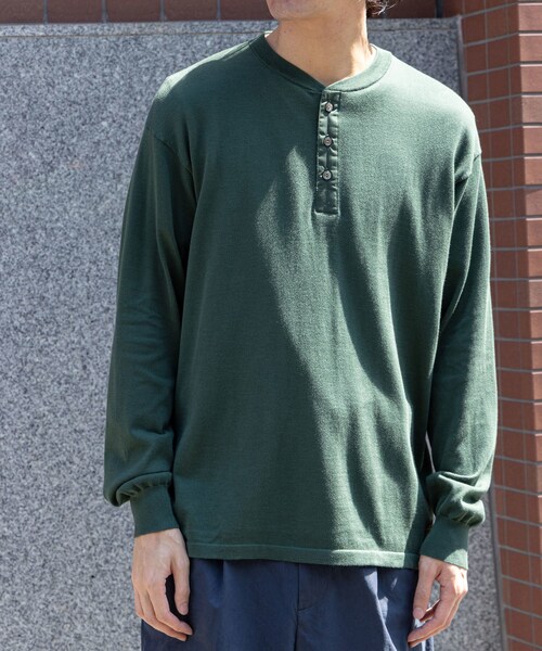 ADAM ET ROPE'（アダムエロペ）の「【Eddie Bauer】Knit Henly Neck Shirts（ニット/セーター・メンズ・ダークブラウン/グリーン・L/M）」の5枚目の写真