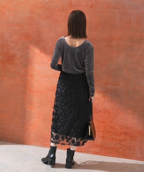 URBAN RESEARCH ROSSO（アーバンリサーチロッソ）の「チュールフラワーレイヤードスカート（スカート・レディース・black/l.beige・FREE）」の7枚目の写真