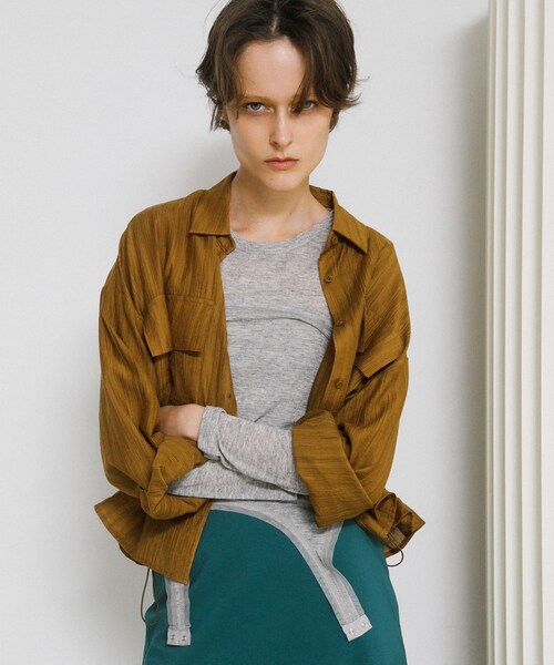 LAATO（ラート）の「layered piping tee（Tシャツ/カットソー・レディース・チョコレート/クリーム/ネズミ・Free）」の21枚目の写真