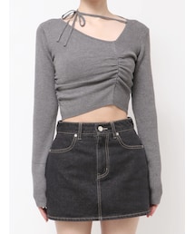 EMODA | CHOKER GATHER LONG SLEEVE KNIT(ニット/セーター)