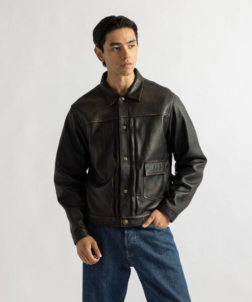 Saturdays NYC(サタデーズ ニューヨークシティ )の「Emil Type-1 Nappa Leather Jacket(ブルゾン・レディース・ダークブラウン・L/M/S/XL)」の19枚目の写真