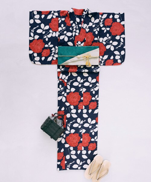 綿麻ゆかた 薔薇