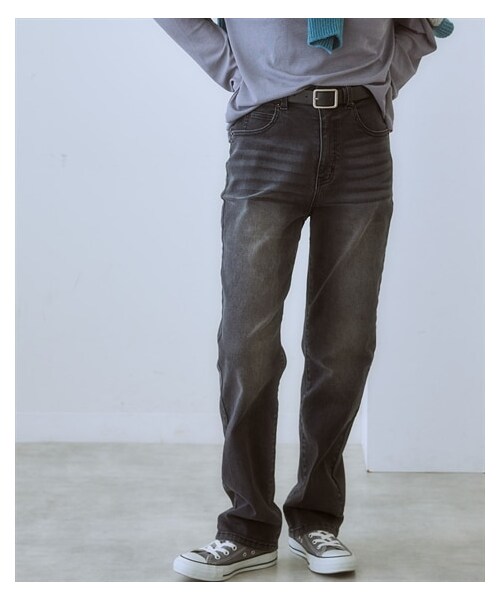 nissen（ニッセン）の「【Be praised】ハイウエストストレートブラストデニムパンツ（パンツ・レディース・ブルー系/ネイビー系/グレー系・S/M/L/LL/3L）」の4枚目の写真