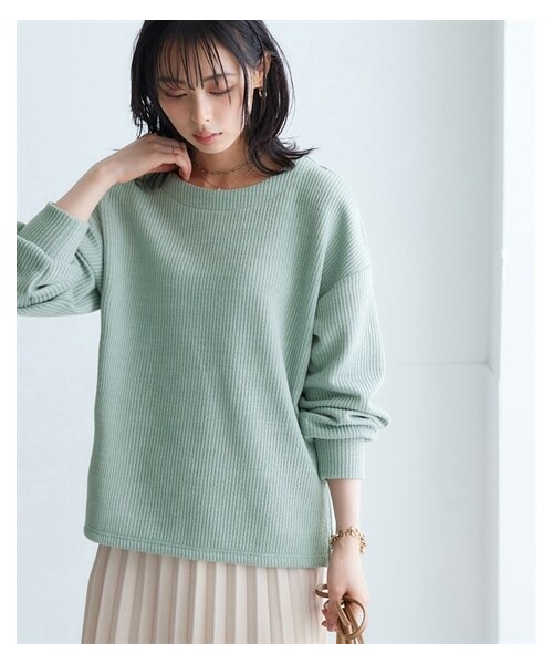 nissen（ニッセン）の「リブ見えカットソーサイドスリットプルオーバー＜大きいサイズ有＞（Tシャツ/カットソー・レディース・黒/ミルクベージュ/チャコールグレー杢/スモーキーミント/キャラメルブラウン・S/M/L/LL/3L/4L/5L/6L/8L/10L）」の10枚目の写真