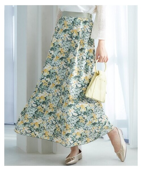 nissen（ニッセン）の「大きいサイズ　花柄スカート　miclat（スカート・レディース・グリーン系/ブラウン系・L/LL/3L/4L/5L/6L/8L/10L）」の16枚目の写真