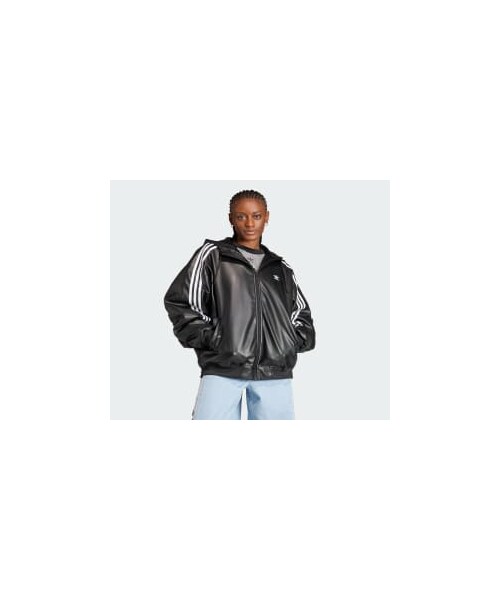 adidas ADILENIUM レザージャケット レディース Adilenium オーバーサイズ フェイクレザージャケット