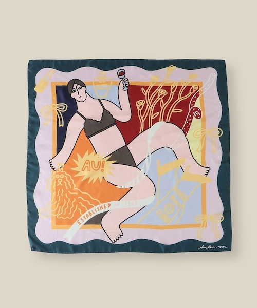 ROPE'(ロペ)の「【4 ARTIST for ROPE'】コラボ シルクスカーフ/Lサイズ(バンダナ/スカーフ・レディース・ダークグリーン/サックス/レッド/ピンク・F)」の12枚目の写真