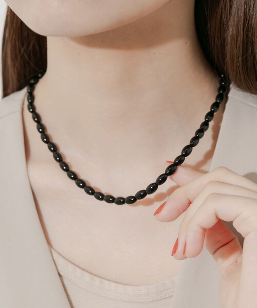 SMELLY（スメリー）の「オーバルビーズネックレス（ネックレス・レディース・BLK・-）」の7枚目の写真