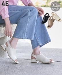 【ゆったり幅広】スクエアトゥストレッチサンダル（ワイズ４Ｅ）