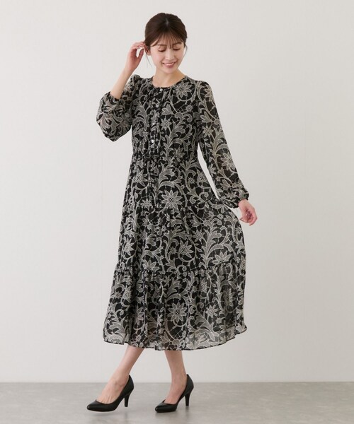 Jayro（ジャイロ）の「花柄長袖ワンピース（ワンピース・レディース・ブラック系/ホワイト系・F）」の8枚目の写真