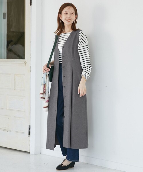 ROPE' PICNIC（ロペピクニック）の「ウエストタックジャンパースカート（ジャンパースカート・レディース・ブラック系/グレー/ライトグレー/ベージュ系/ネイビー・F）」の20枚目の写真