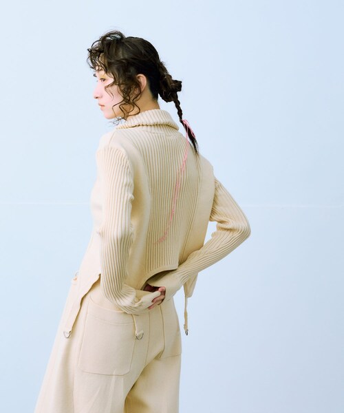 THE GOODLAND MARKET（ザグッドランドマーケット）の「cwtch　COTTON KNIT ZIPTOPS（カーディガン/ボレロ・レディース・IVORY/NAVY/ORANGE・FREE）」の6枚目の写真