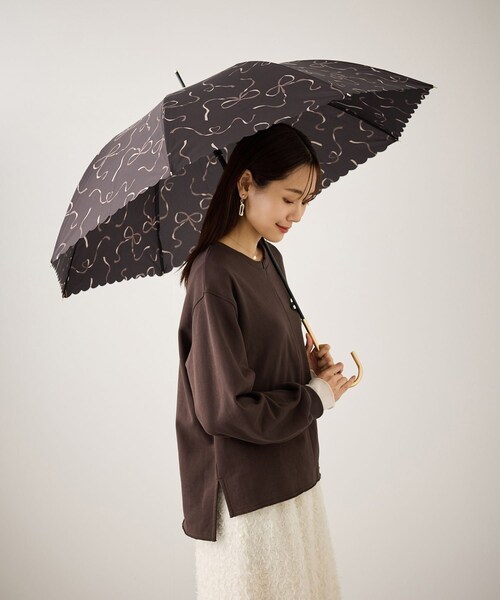 ROPE' PICNIC（ロペピクニック）の「【Wpc.】【晴雨兼用】ハートリボン長傘（長傘・レディース・ホワイト系/ブラウン/ピンク・F）」の6枚目の写真