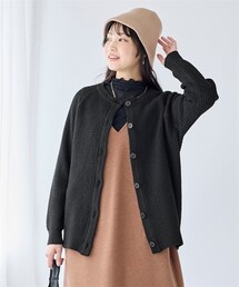 nissen | 大きいサイズ 静電気が起きにくい洗濯機で洗えるワッフル編ニットカーディガン(カーディガン/ボレロ)