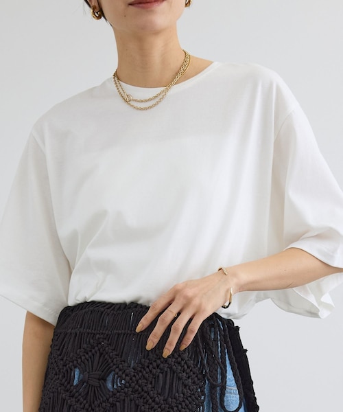 ADAM ET ROPE'(アダムエロペ)の「プリマベールハーフスリーブTシャツ / UVケア(Tシャツ/カットソー・レディース・ブラック/オフホワイト/キャメル・F)」の17枚目の写真