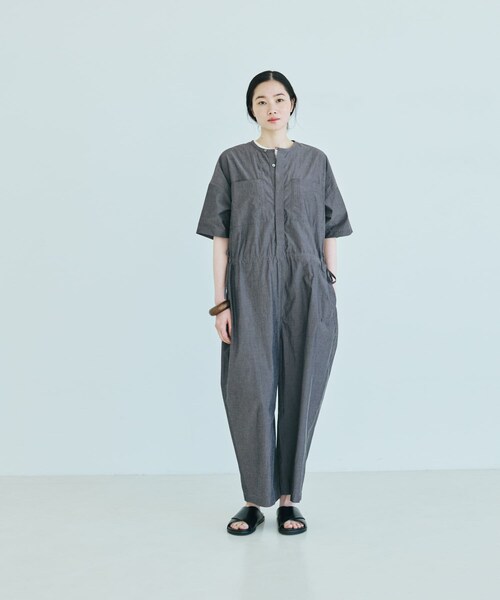 かぐれ（カグレ）の「『2サイズ展開』ワイドオールインワン（つなぎ/オールインワン・レディース・SANDBEIGE/CHARCOAL・0/1）」の6枚目の写真