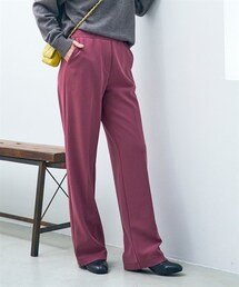nissen | 大きいサイズあったか裏起毛カットジョーゼットストレートパンツ（ゆったりヒップ）（選べる２レングス）(パンツ)