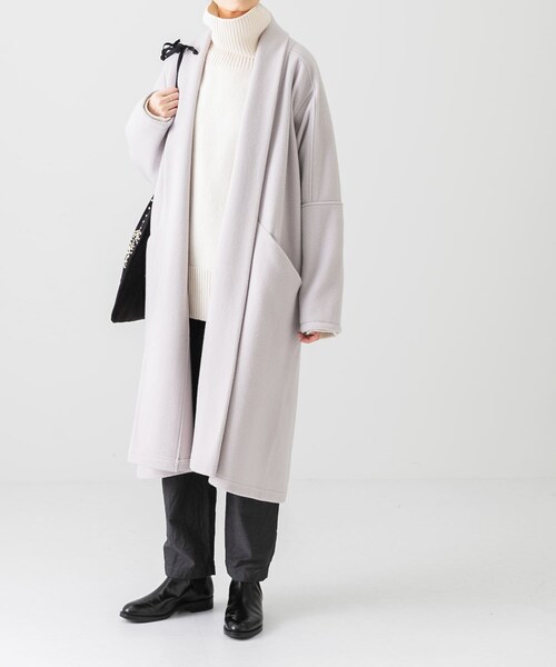 かぐれ（カグレ）の「MITTAN　半纏ロングコート（チェスターコート・レディース・薄々灰・1/2）」の5枚目の写真