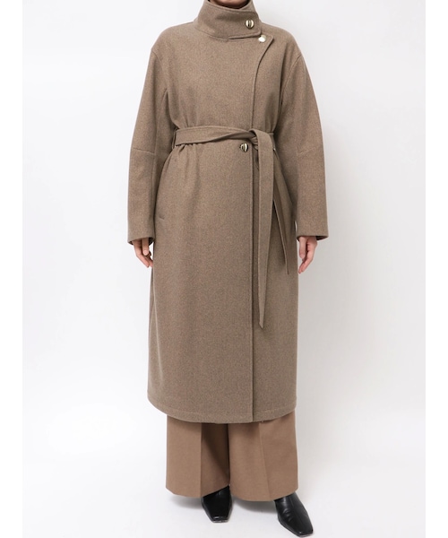 LAGUNAMOON（ラグナムーン）の「ウールジャージスタンドカラーコート（チェスターコート・レディース・チャコールグレー/ライトグリーン/ブラウン・S/M）」の3枚目の写真