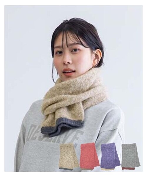 nissen（ニッセン）の「PAGE ONE（ページワン）カラーネップマフラー（マフラー・メンズ・ベージュ/レッド/パープル/グレー・Y）」の2枚目の写真