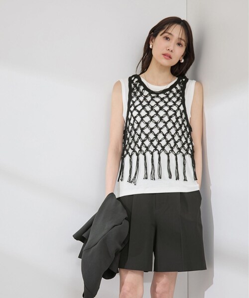 ROPE' PICNIC(ロペピクニック)の「かぎ針ビスチェ×タンクトップセット(ベスト・レディース・ブラック/キナリ・38)」の10枚目の写真