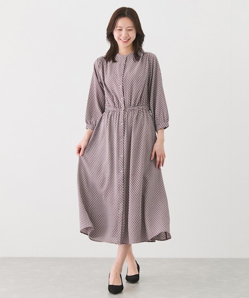 Jayro（ジャイロ）の「前開き幾何学柄ワンピース（ワンピース・レディース・ブラック/オフホワイト/レンガ系・M）」の3枚目の写真