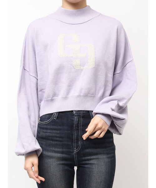 GYDA(ジェイダ)の「GGインターシャニットトップス(ニット/セーター・レディース・オフホワイト/ブラック/パープル・F)」の7枚目の写真