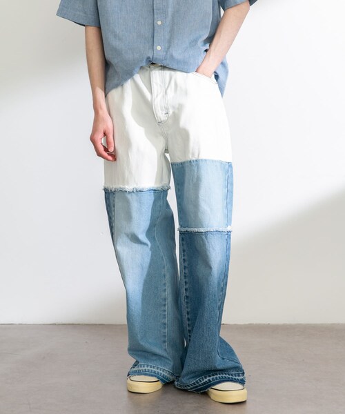 URBAN RESEARCH Sonny Label（アーバンリサーチサニーレーベル）の「Wrangler　WREMAKE WIDE（デニムパンツ・メンズ・BK USED/BL USED・M/L）」の2枚目の写真
