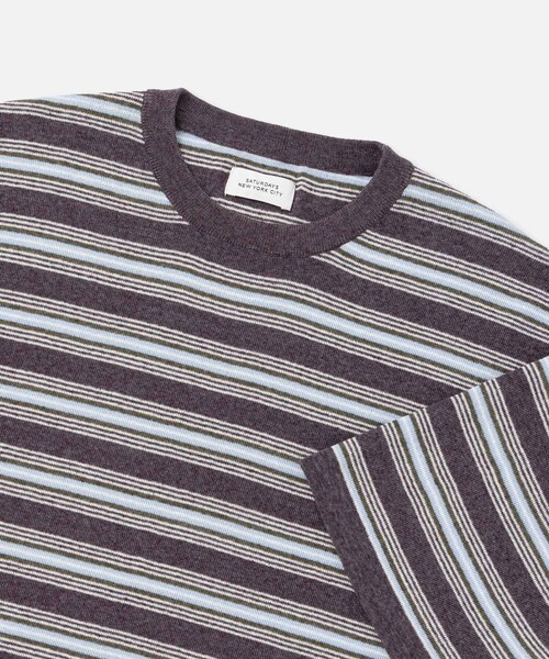 Saturdays NYC(サタデーズ ニューヨークシティ )の「Pacho Stripe Knit Top(Tシャツ/カットソー・レディース・ブラック系/パープル・L/M/S/XL)」の12枚目の写真