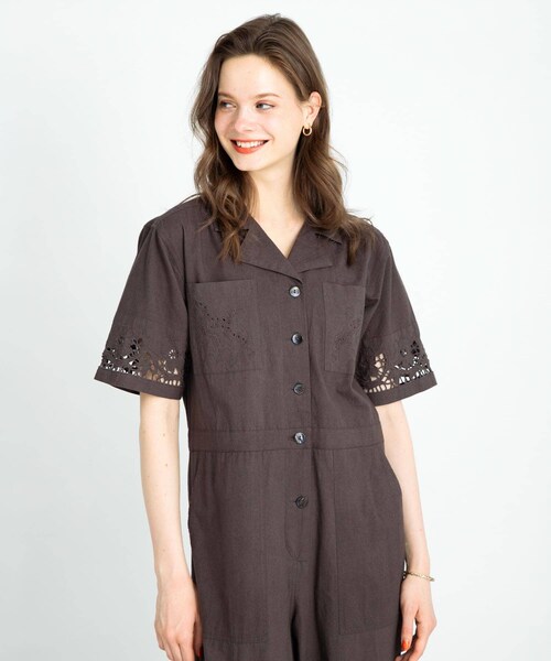 URBAN RESEARCH Sonny Label（アーバンリサーチサニーレーベル）の「エンブロイダリーコットンオールインワン（サロペット/オーバーオール・レディース・チャコールブラウン/ブラック・36/38）」の20枚目の写真