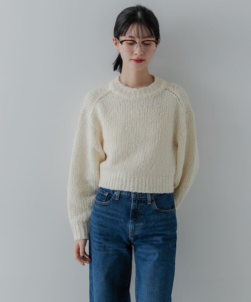 URBAN RESEARCH（アーバンリサーチ）の「バルキーブークレニット（ニット/セーター・レディース・OFF WHITE/PINK/BLACK MIX・Free）」の10枚目の写真