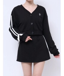 GYDA | クロスポイント2ラインショートスウェットカーディガン【SETUP着用可】(カーディガン/ボレロ)